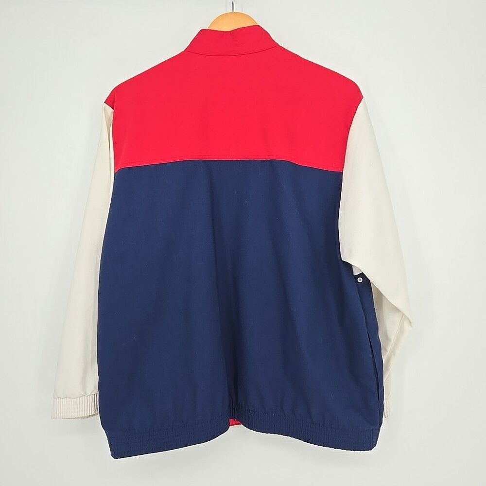 Vtg Mens M Colorblock Stripe Red White Blue Windbreaker Jacket USA Made Nautical - Picture 2 of 7